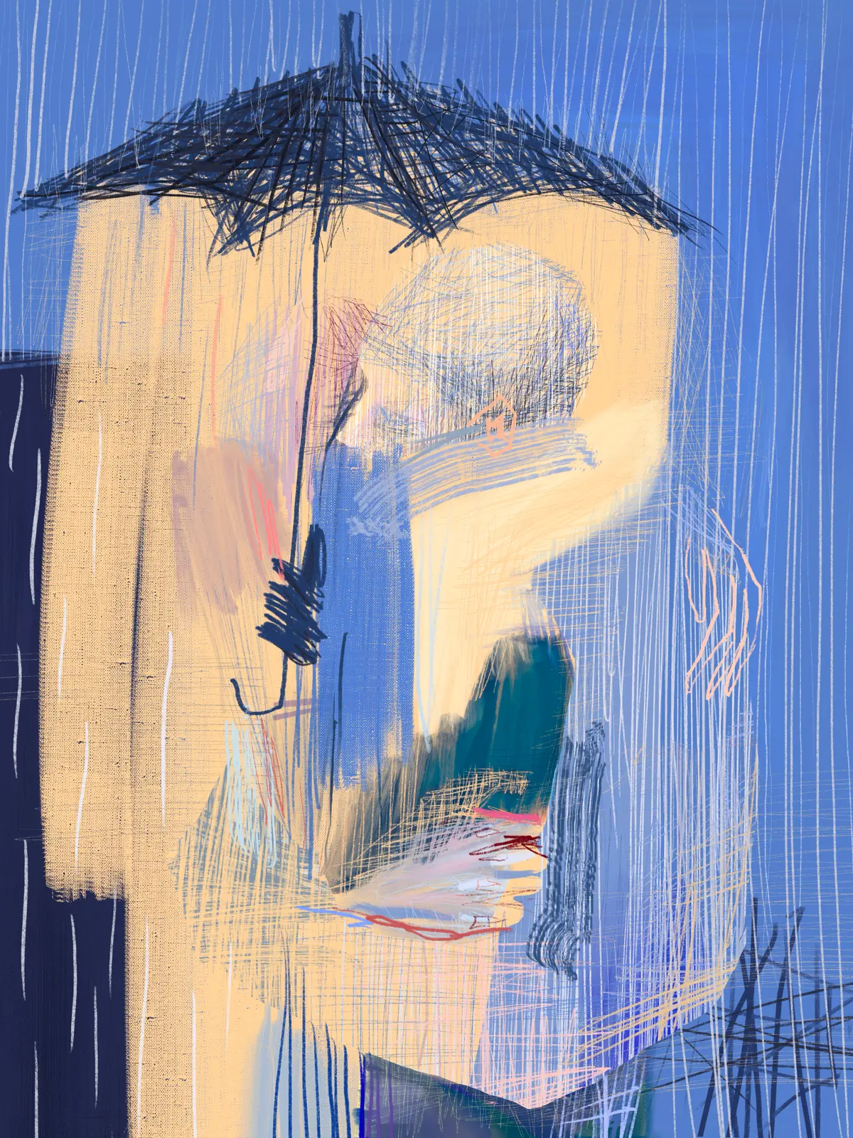 Hug by Checksy, two figures embracing in the artist's checkered visual style